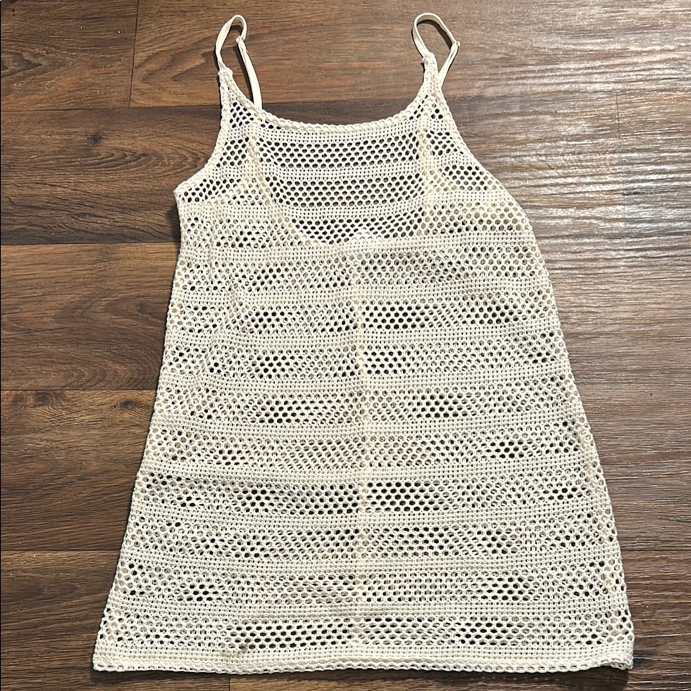 Crochet Knit Swim Coverup - Cream